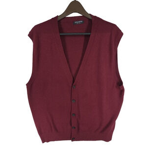 Vtg Kallspin Mens Cardigan Sweater Red 2XLT Preppy Grandpa Wool Cashmere Y2k